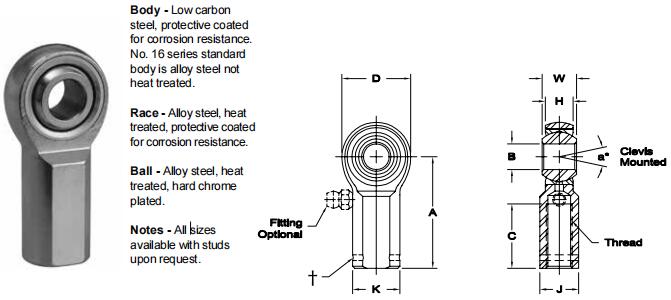 AURORAKW-16關(guān)節(jié)軸承圖紙