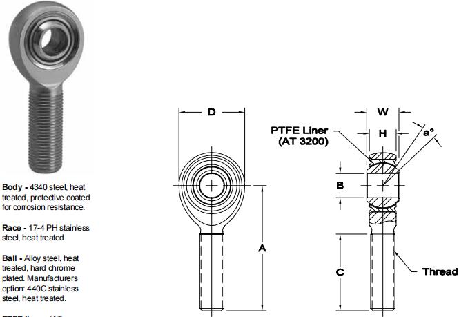 AURORAPRXB-6T關(guān)節(jié)軸承圖紙